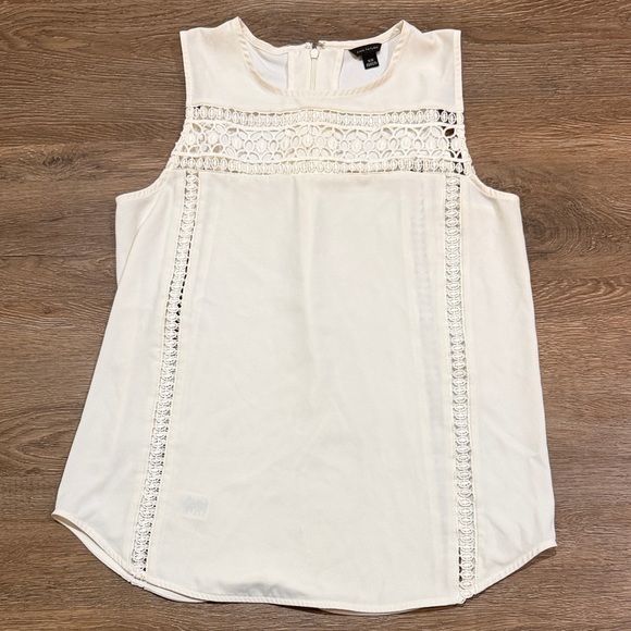 Ann Taylor Tops - Ann Taylor Cream Lace Detail Tank Top Blouse